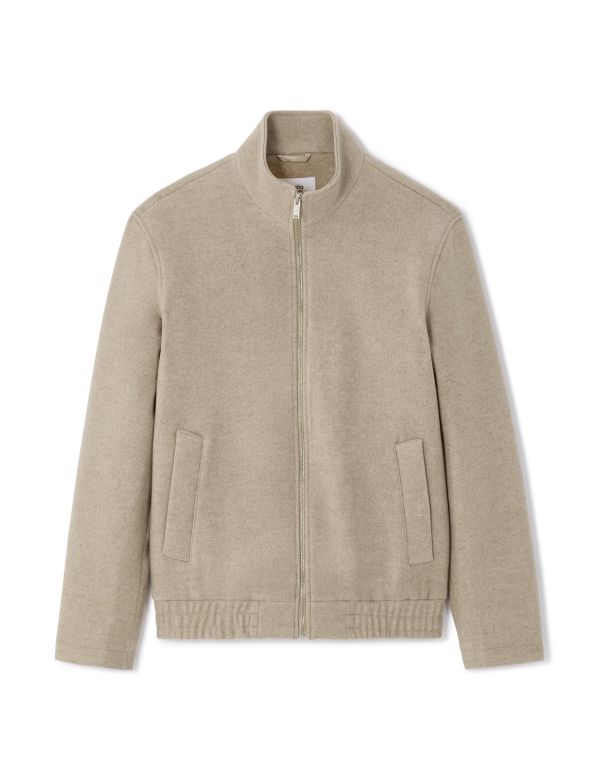 Blouson col montant en laine mélangée - beige
