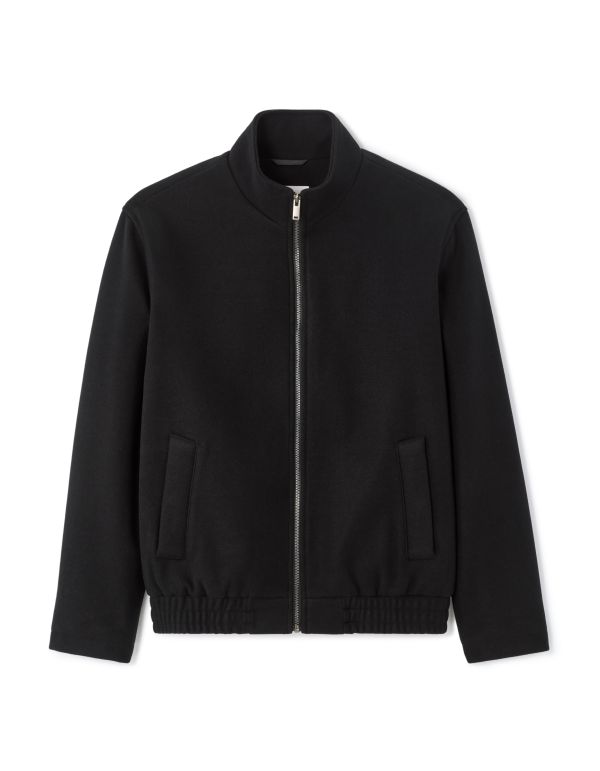 Blouson col montant en laine mélangée - noir