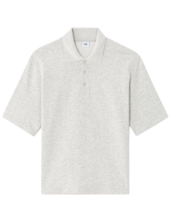 Polo oversize 100% coton french terry - gris chiné