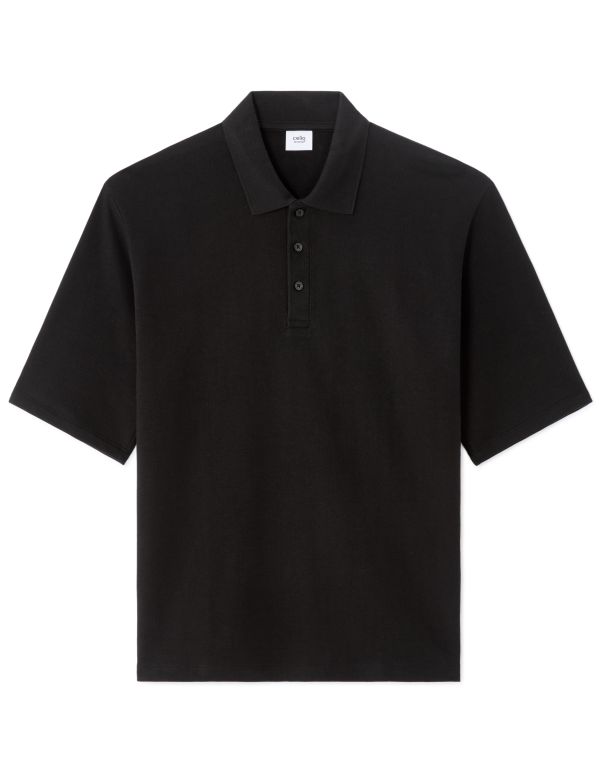 Polo oversize 100% coton french terry - noir