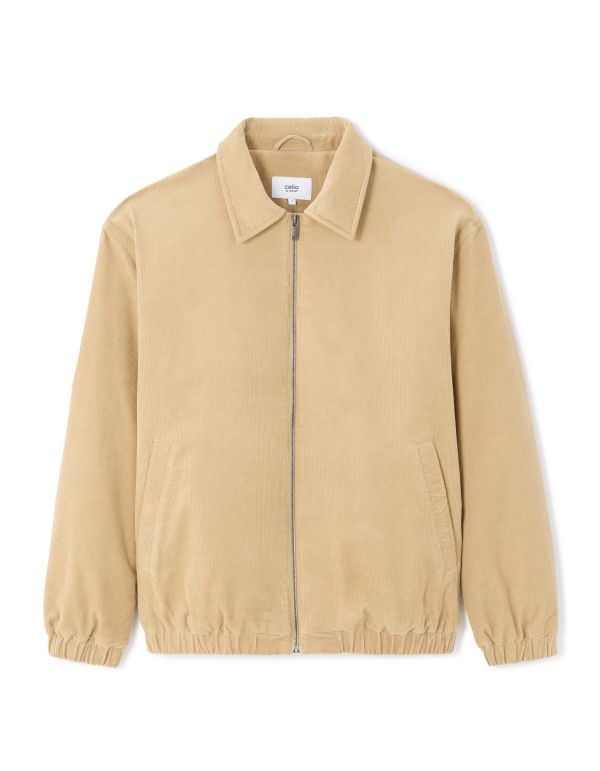 Blouson en velours côtelé col chemise - beige