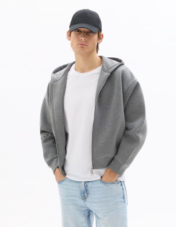 Sweat zippé crop oversize  - gris