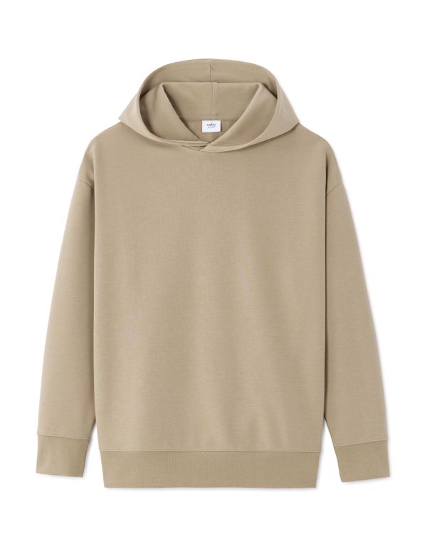 Sweat oversize à capuche - beige