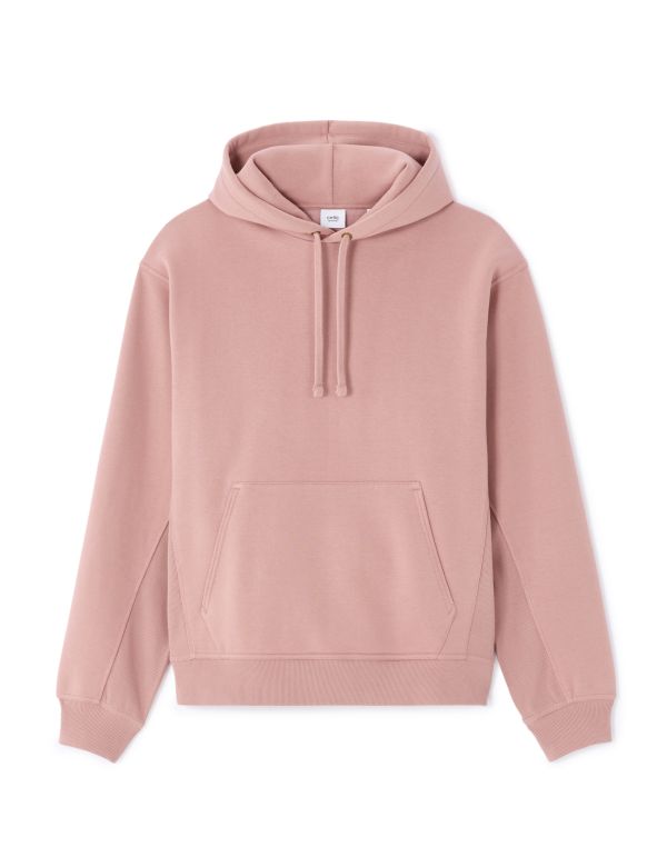 Sweat oversize à capuche zippé - rose