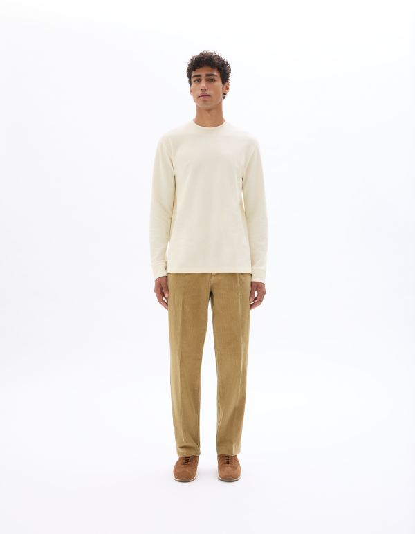 T-shirt boxy reliéfé manches longues - écru