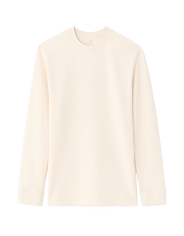 T-shirt boxy reliéfé manches longues - écru