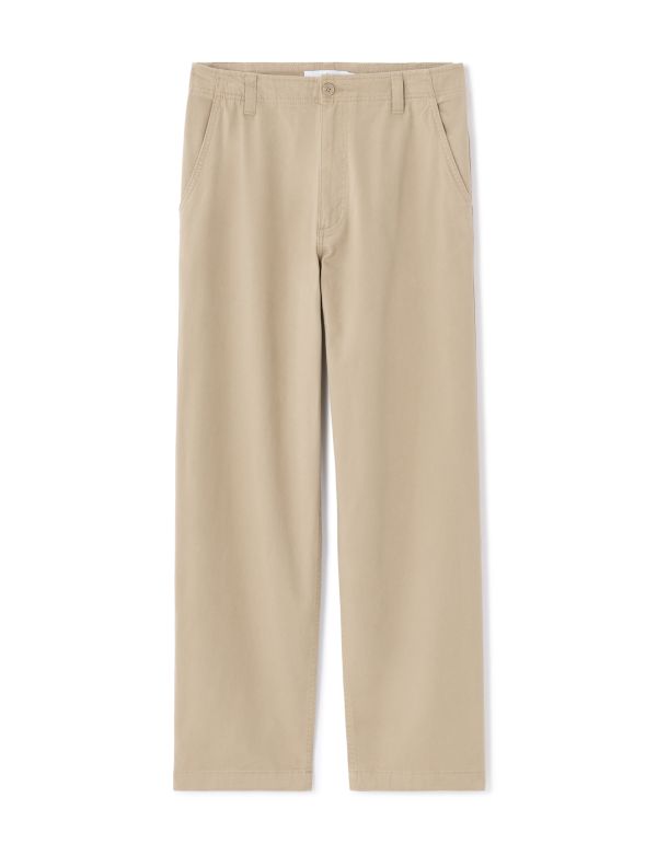 Pantalon chino loose 100% coton - beige