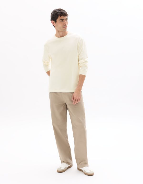 Pantalon chino loose 100% coton - beige