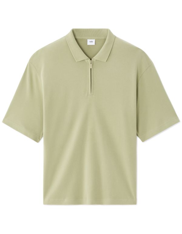 Polo col zippé 100% coton - vert