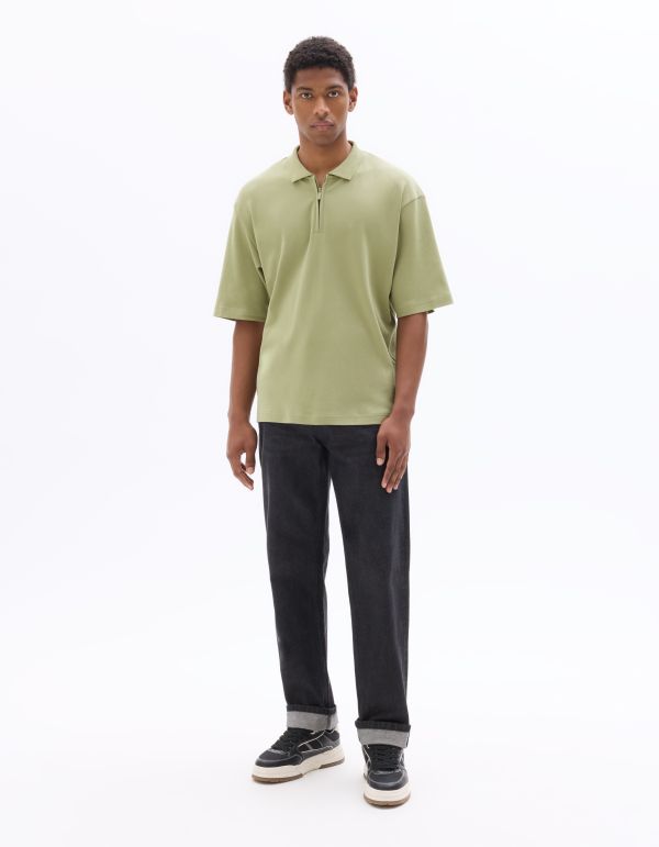 Polo col zippé 100% coton - vert