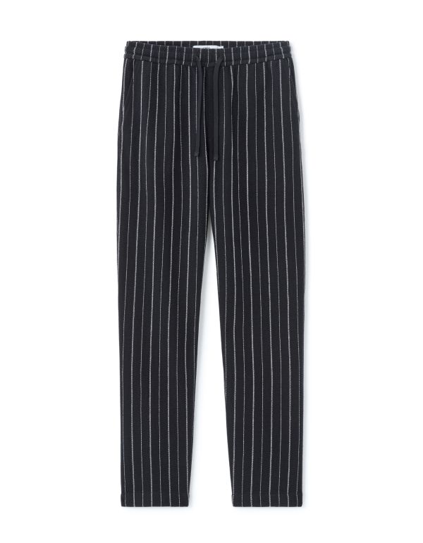 Pantalon straight rayé - marine