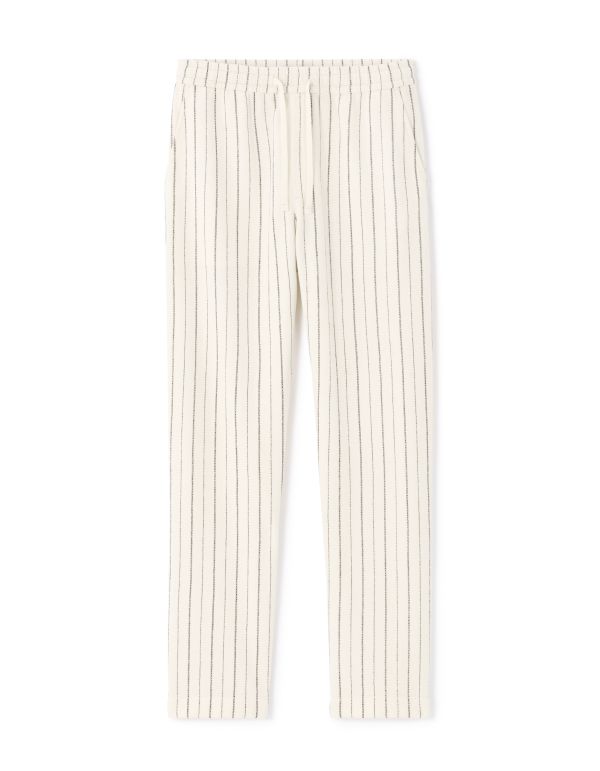 Pantalon straight rayé - écru