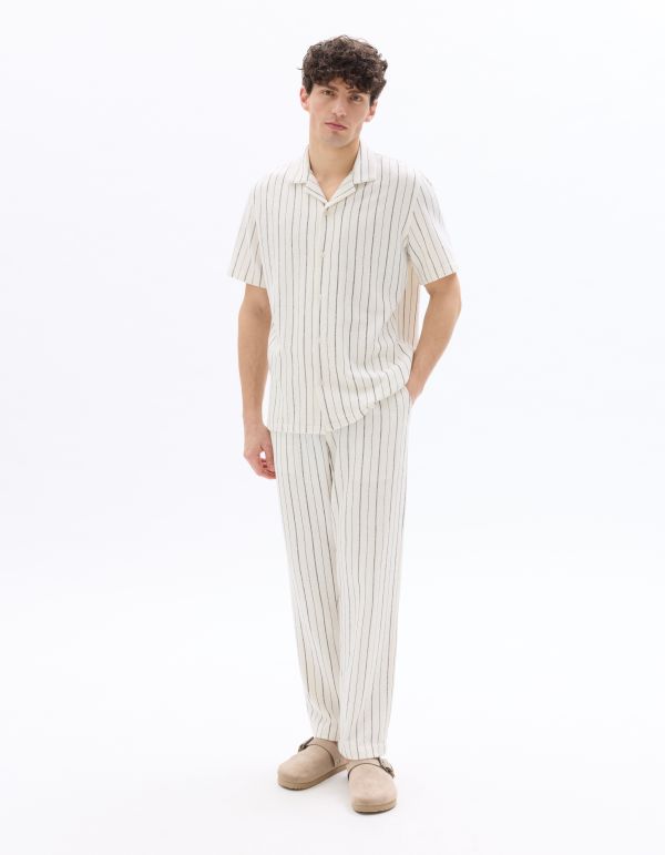Pantalon straight rayé - écru