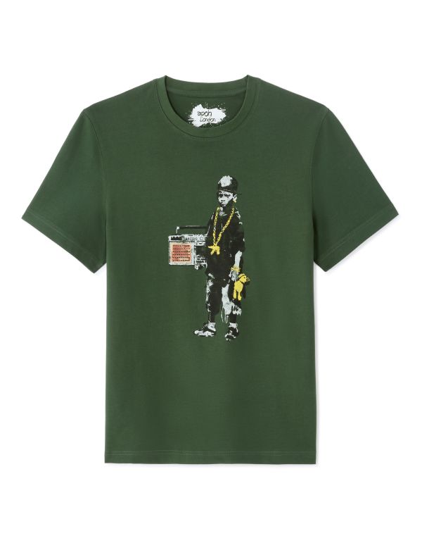 Banksy - T-shirt homme vert
