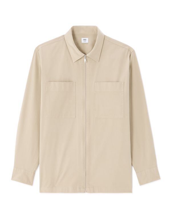 Surchemise overshirt zippée unie - beige