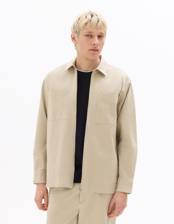 Surchemise overshirt zippée unie - beige