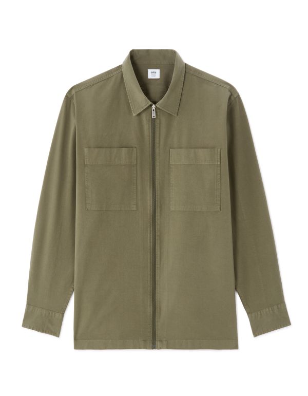Surchemise overshirt zippée unie - vert