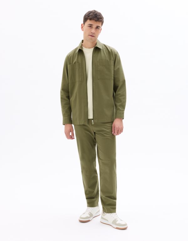 Surchemise overshirt zippée unie - vert