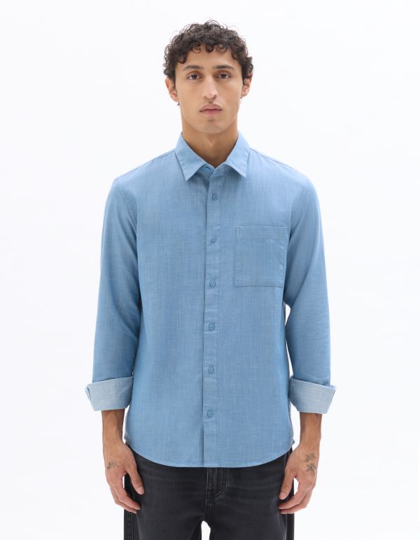 Chemise regular en jean 100% coton - bleu