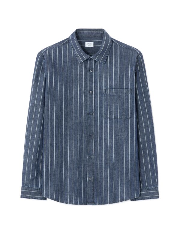 Chemise regular en jean 100% coton - bleu rayé
