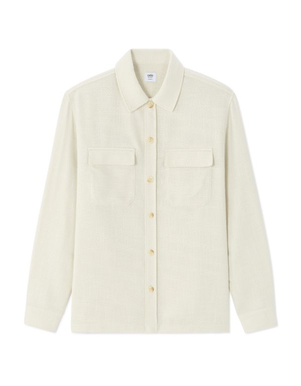 Surchemise en tweed - blanc