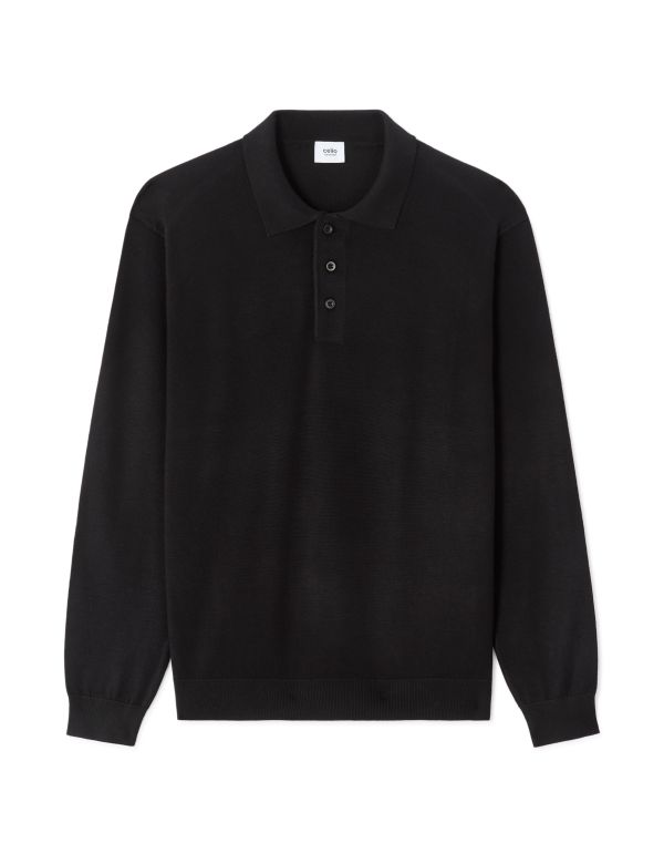 Pull regular col polo - noir