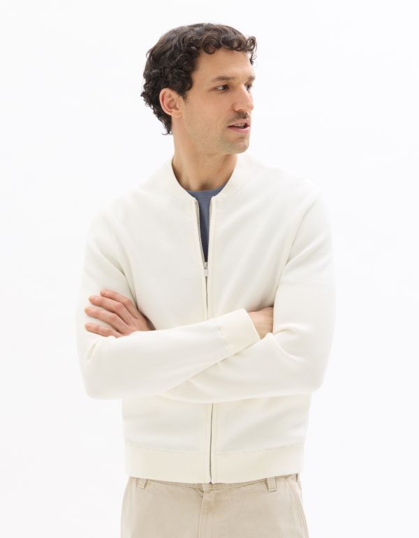 Gilet col bomber zippé - blanc