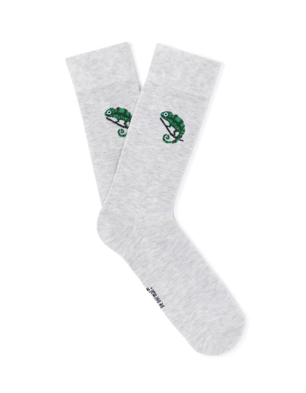 Chaussettes hautes motif caméléon - gris