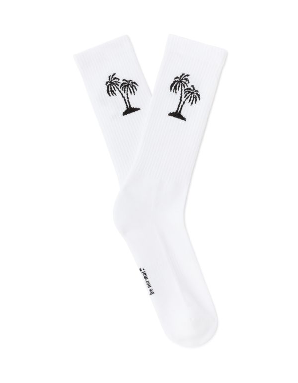 Chaussettes hautes motif palmier - blanche