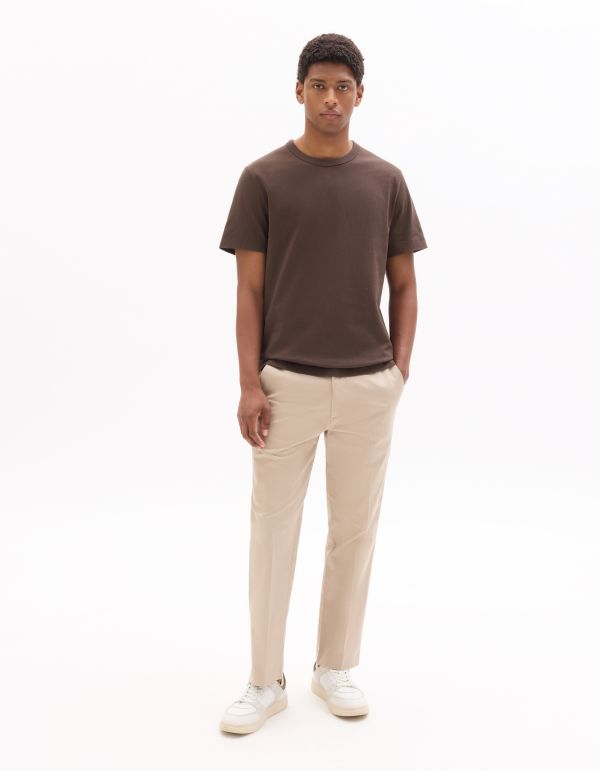 T.02 T-Shirt boxy col rond 100% coton épais - marron glacé