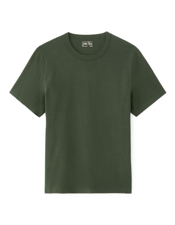T.02 T-Shirt boxy col rond 100% coton épais - vert fôret