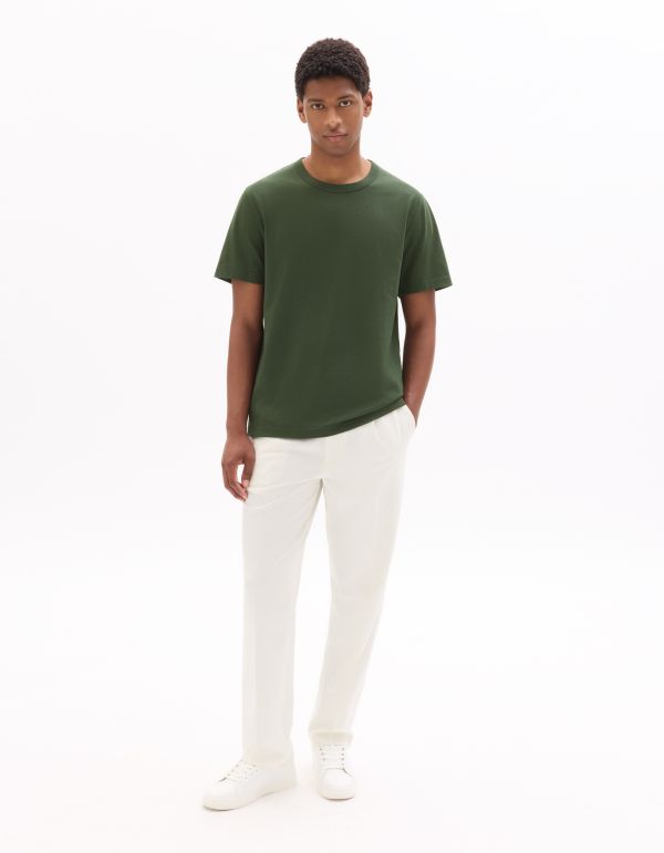 T.02 T-Shirt boxy col rond 100% coton épais - vert fôret