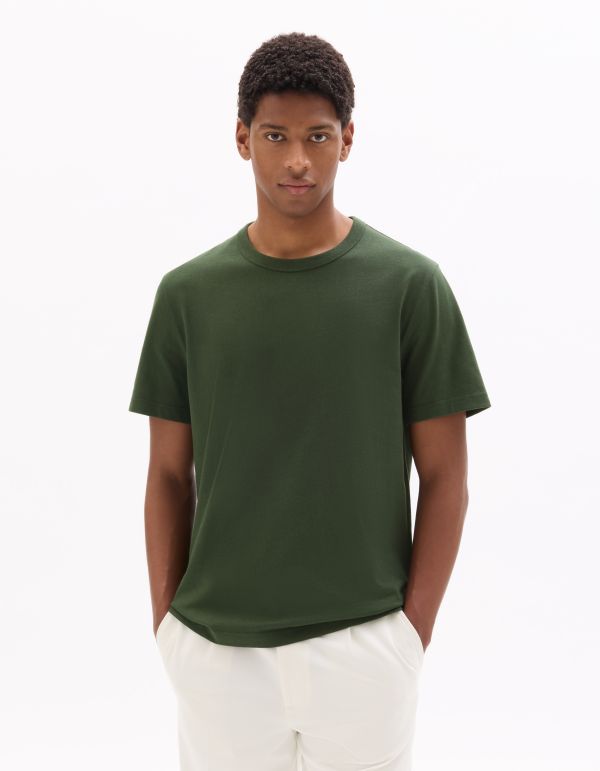 T.02 T-Shirt boxy col rond 100% coton épais - vert fôret