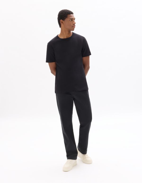 T-shirt boxy col rond 100% coton épais - noir