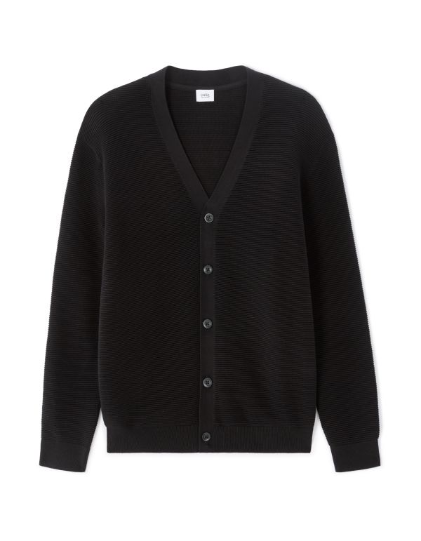 Cardigan côtelé horizontal 100% coton - noir