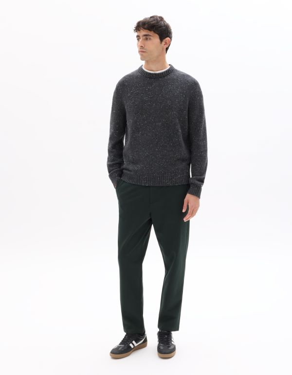 Pantalon chino slim en maille - vert foncé