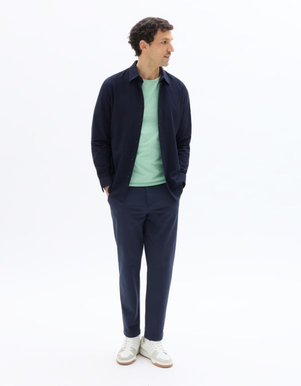 Pantalon chino slim en maille - marine