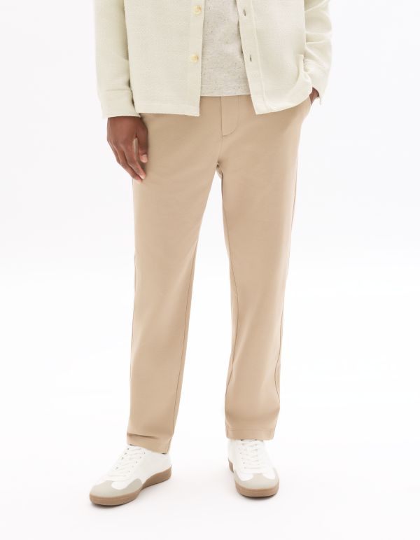 Pantalon chino slim en maille - beige