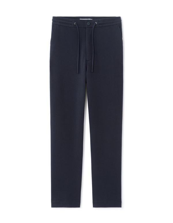 Pantalon straight en twill de coton stretch - marine