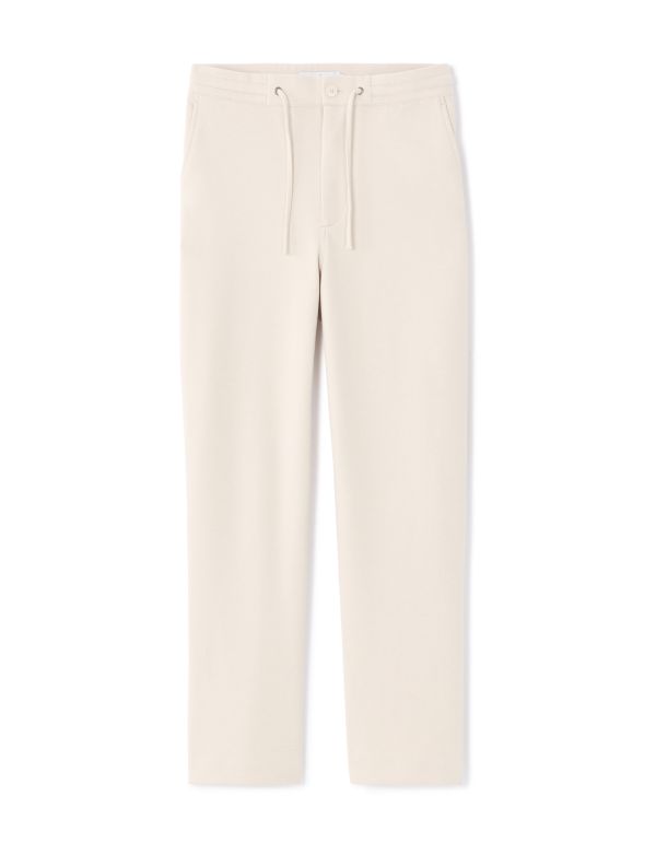 Pantalon straight en twill de coton stretch - beige