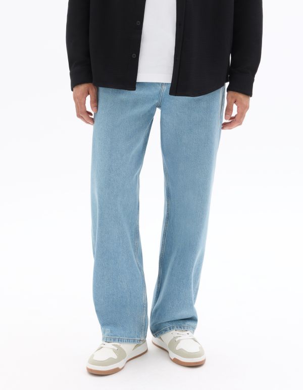 Jean baggy 100% coton - bleu clair