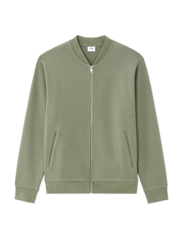 Sweat zippé col bomber regular - vert
