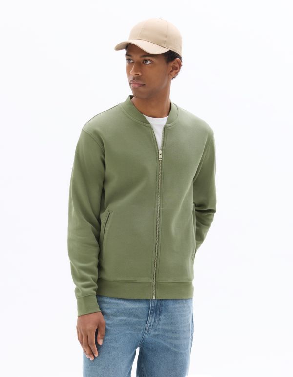 Sweat zippé col bomber regular - vert