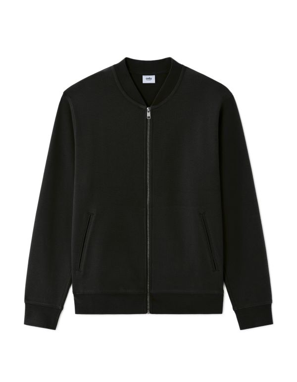 Sweat zippé col bomber regular - noir