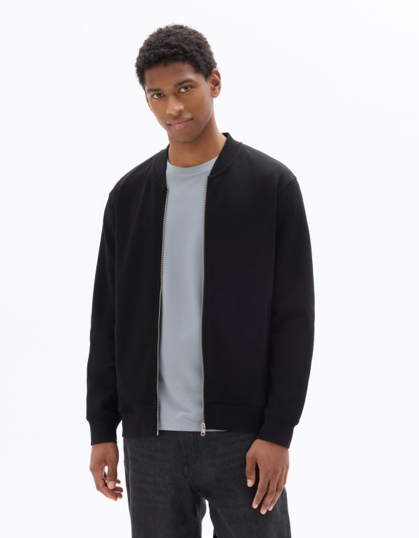 Sweat zippé col bomber regular - noir