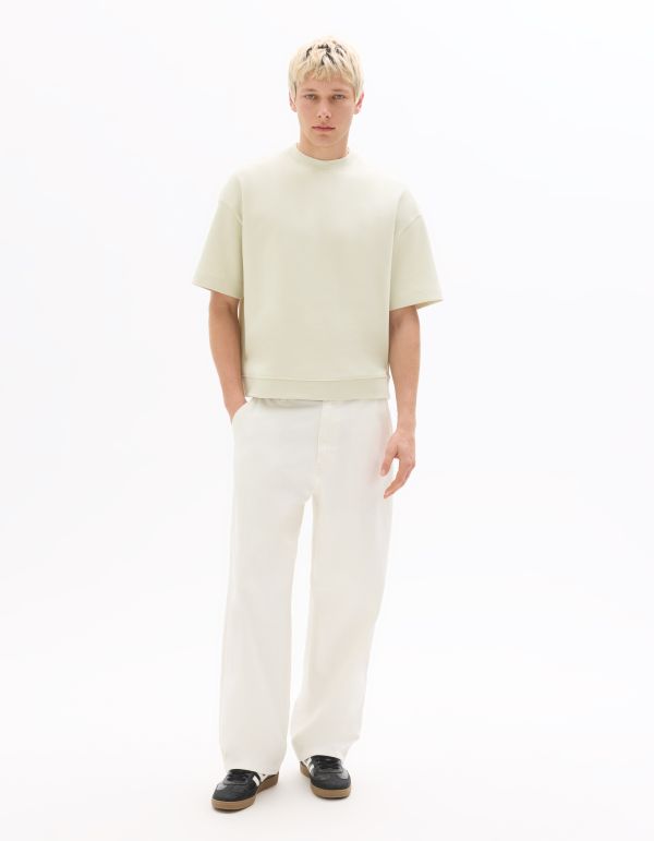 Sweat oversize en interlock manches courtes - vert