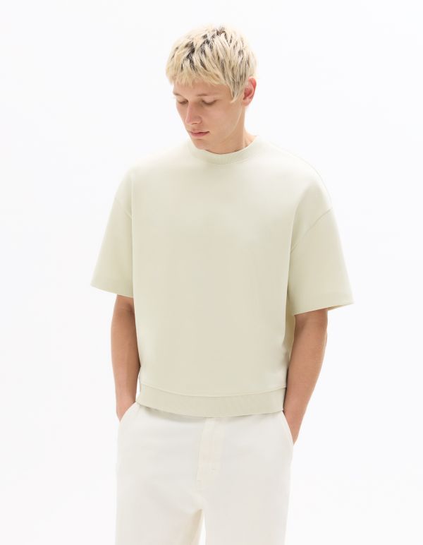 Sweat oversize en interlock manches courtes - vert