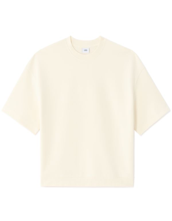 Sweat oversize en interlock manches courtes - écru
