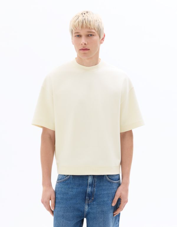 Sweat oversize en interlock manches courtes - écru