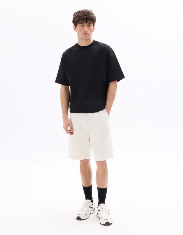 Sweat oversize en interlock manches courtes - noir